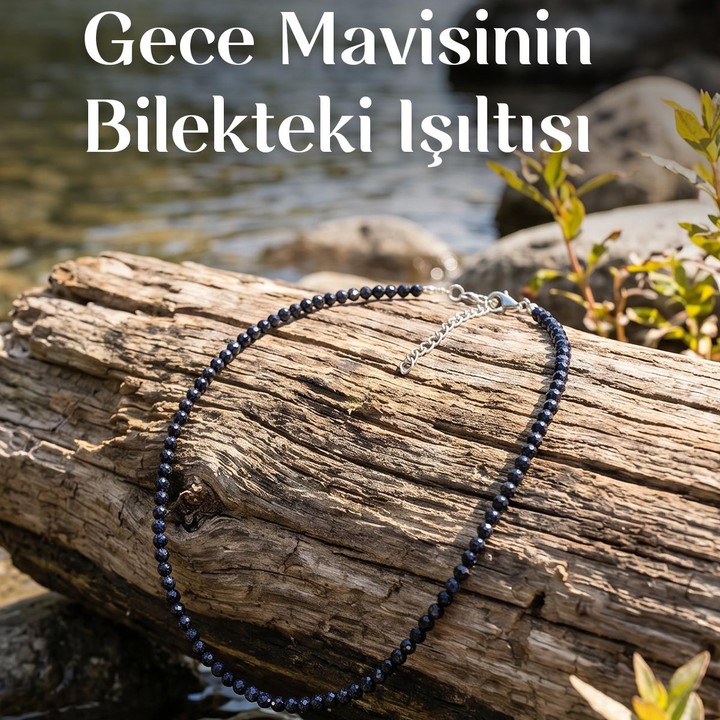 Lacivert Yıldız Taşı Faset Kesim Kolye – 3 mm – Paslanmaz Çelik