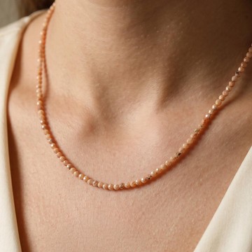 Rodokrozit Taşı Faset Kesim Kolye – 3 mm – Paslanmaz Çelik - 1