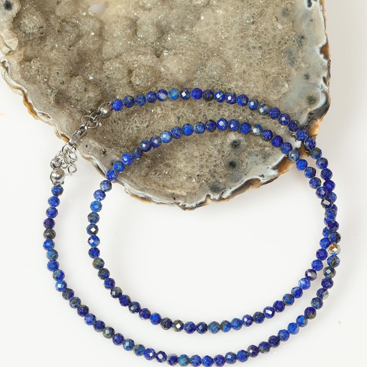 Lapis Lazuli Taşı Faset Kesim Kolye – 3 mm – Paslanmaz Çelik