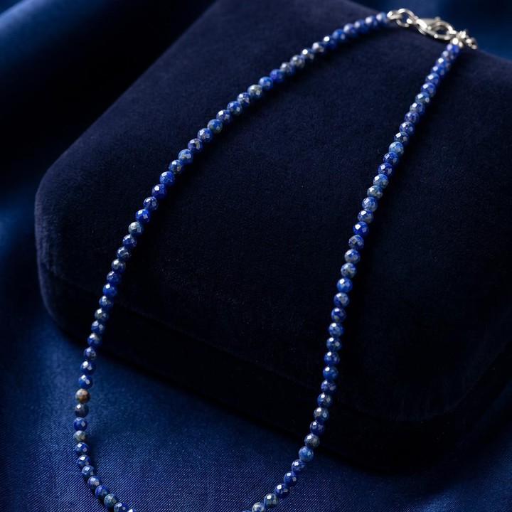 Lapis Lazuli Taşı Faset Kesim Kolye – 3 mm – Paslanmaz Çelik