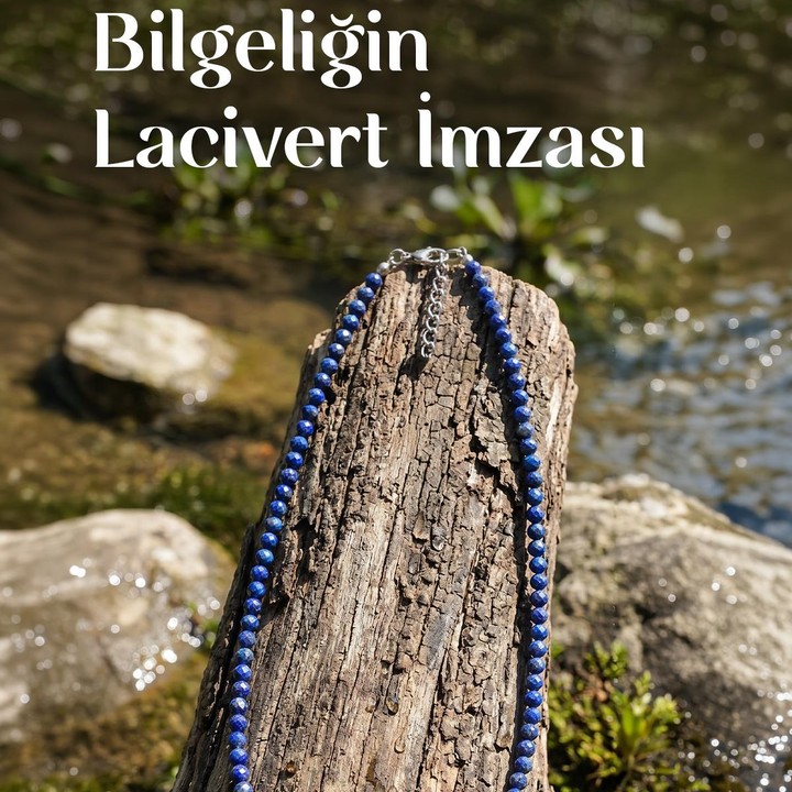 Lapis Lazuli Taşı Faset Kesim Kolye – 3 mm – Paslanmaz Çelik