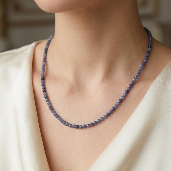 Safir Taşı Faset Kesim Kolye – 3 mm – Paslanmaz Çelik