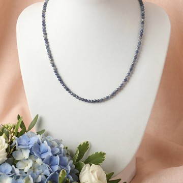 Safir Taşı Faset Kesim Kolye – 3 mm – Paslanmaz Çelik - 2
