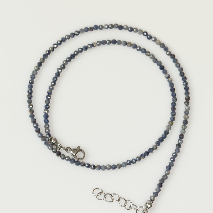 Safir Taşı Faset Kesim Kolye – 3 mm – Paslanmaz Çelik