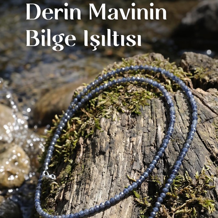 Safir Taşı Faset Kesim Kolye – 3 mm – Paslanmaz Çelik
