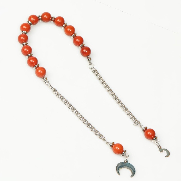 Kırmızı Jasper Çelik Zaza Tesbih – 8 mm