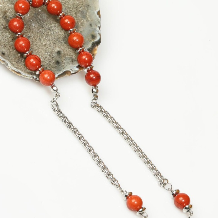 Kırmızı Jasper Çelik Zaza Tesbih – 8 mm