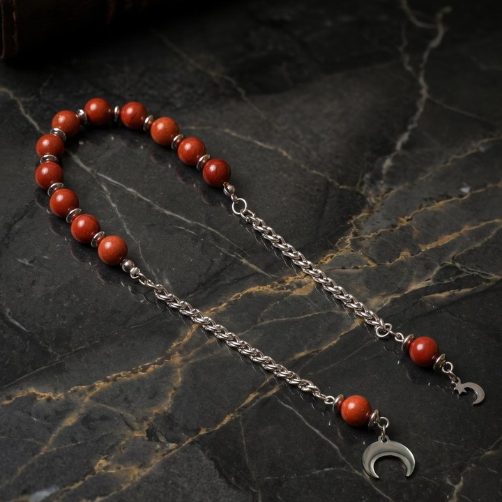 Kırmızı Jasper Çelik Zaza Tesbih – 8 mm