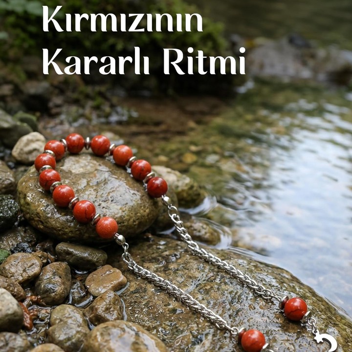 Kırmızı Jasper Çelik Zaza Tesbih – 8 mm