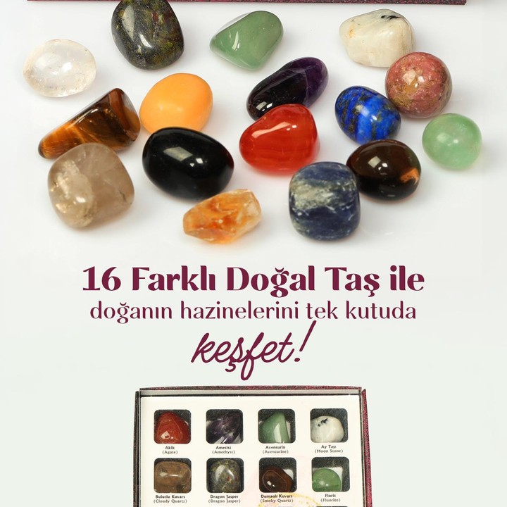 16’lı Doğal Taş Keşif Kutusu – Kutulu Koleksiyon Seti