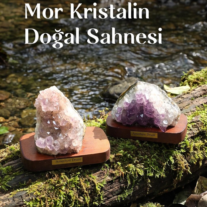 Ahşap Kaideli Ham Ametist Taşı Kütle