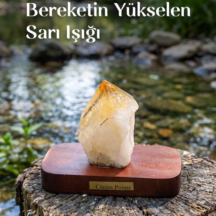 Ahşap Kaideli Ham Diş Sitrin Taşı Kütle