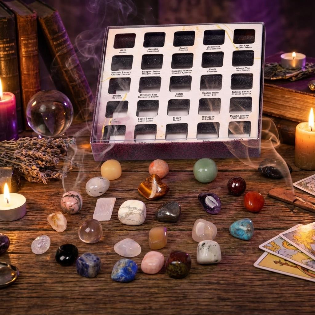 25'li Özel Doğal Taş Koleksiyon Kutusu - Enerji Taşları Seti