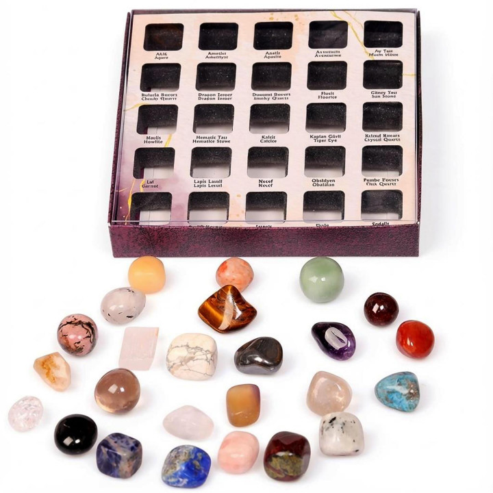 25'li Özel Doğal Taş Koleksiyon Kutusu - Enerji Taşları Seti