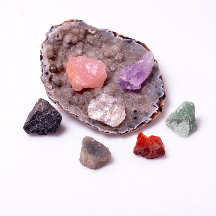 7 Adet Doğal Taş Ham Kütle - Çakra Taşları