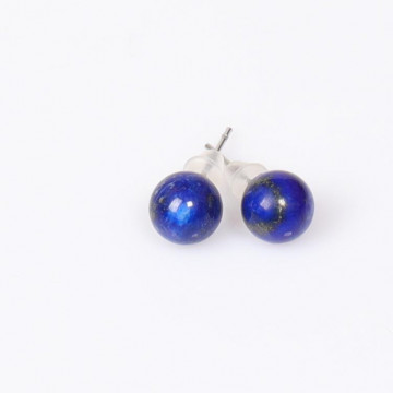 8mm Küre Kesim Lapis Lazuli Çelik Küpe
