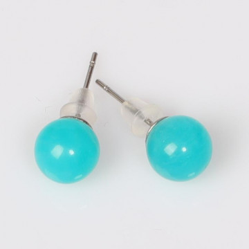 8mm Küre Kesim Amazonit Taşı Çelik Küpe
