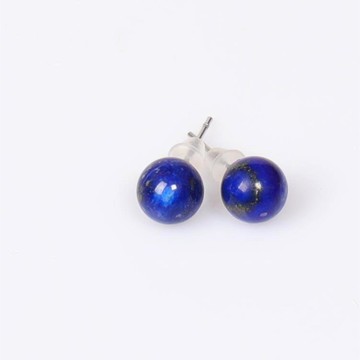 Lapis Lazuli Çelik Küpe – 8 mm Küre Kesim – Kararmaz - 2