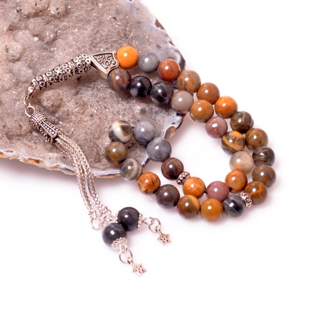 Ağaç Fosili Doğal Taş Tesbih ( 8 mm )