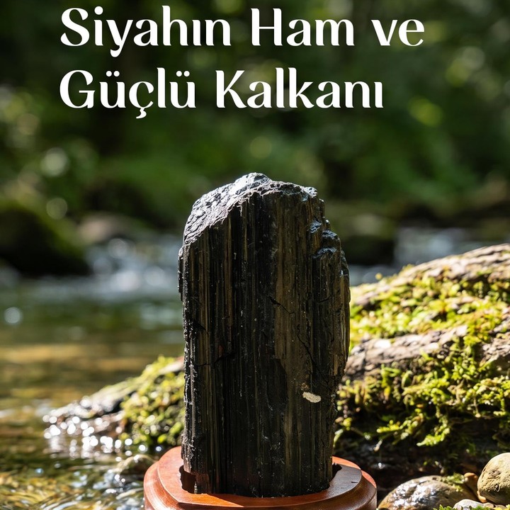Ahşap Kaideli Ham Turmalin Taşı Kütle