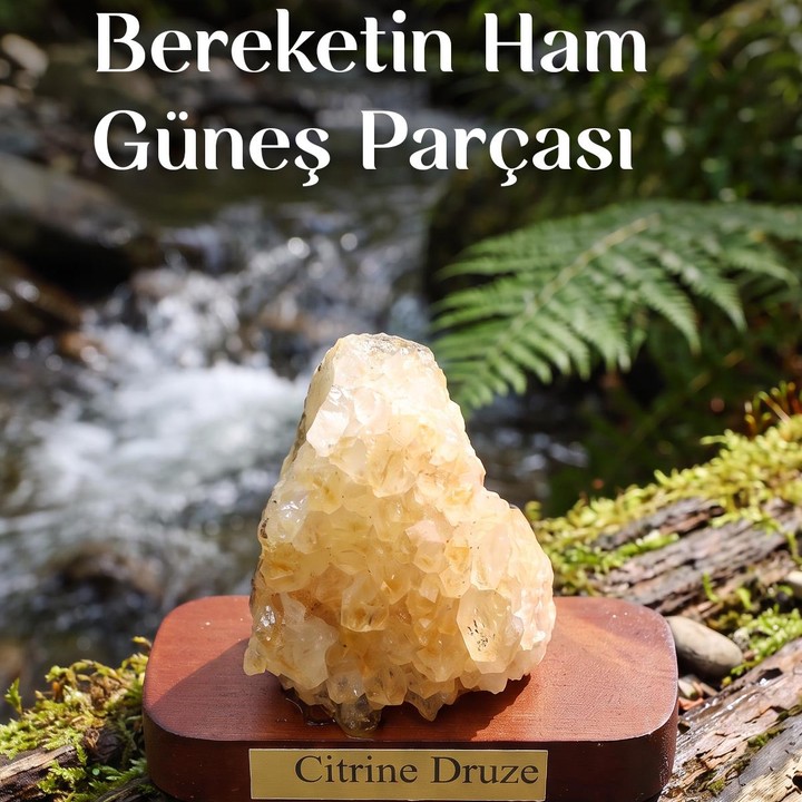 Ahşap Kaideli Ham Sitrin Taşı Kütle