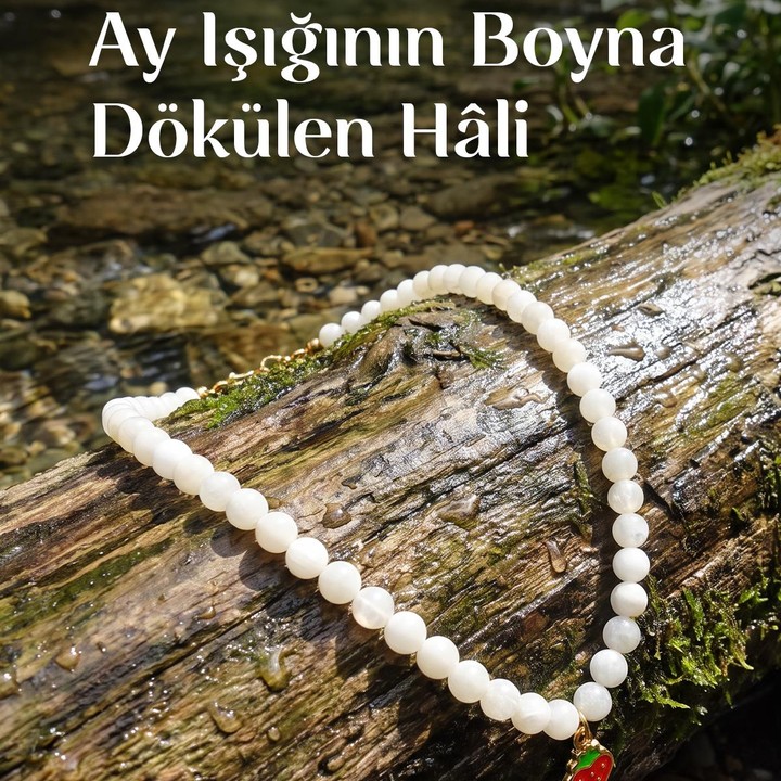 Ay Taşı Dizi Kolye – 6 mm