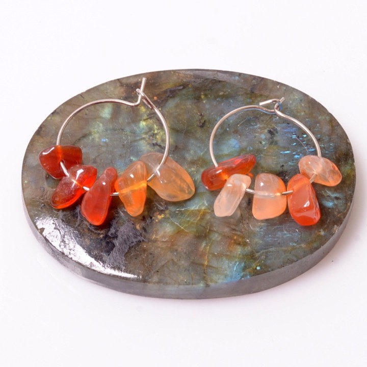 Akik Taşı Çelik Halka Küpe - 1