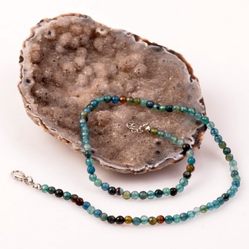 Akik Taşı Dizi Kolye - Mavi Damarlı - 2