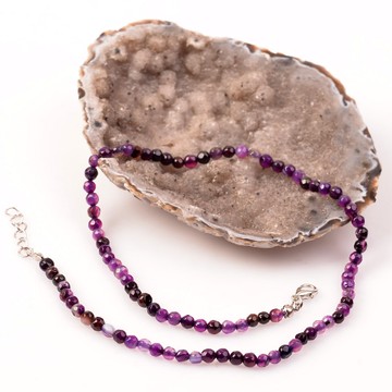 Akik Taşı Dizi Kolye - Mor Renkli - 2