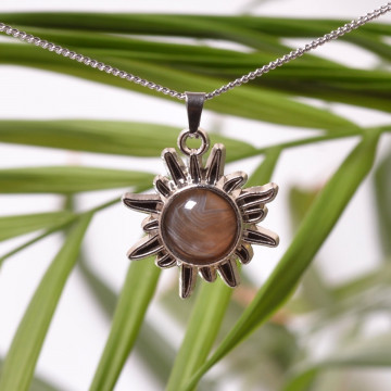 Akik Taşı Güneş Kolye - Botsvana Akik - 2