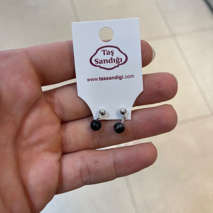 Akik Taşı Küpe - 6 mm - 1