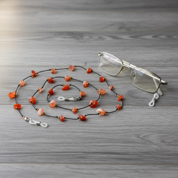 Akik Taşlı Gözlük Askısı – Doğal Taş Gözlük İpi