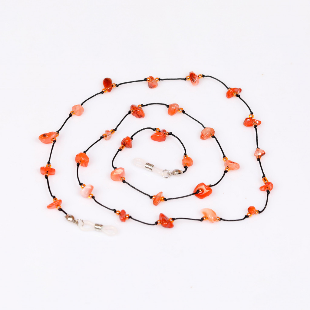 Akik Taşlı Gözlük Askısı – Doğal Taş Gözlük İpi