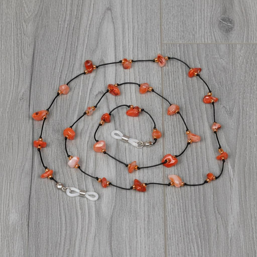 Akik Taşlı Gözlük Askısı – Doğal Taş Gözlük İpi