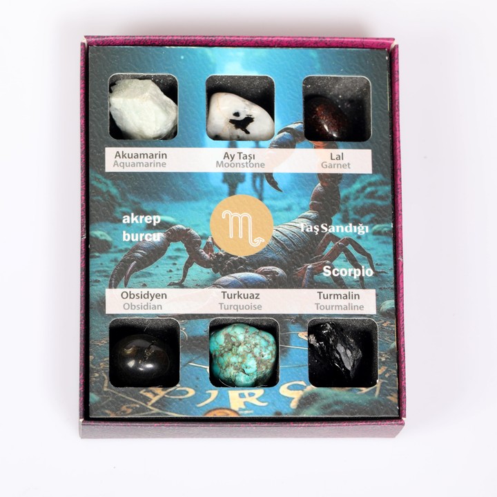 Akrep Burcu Doğal Taş Seti – Karton Kutulu