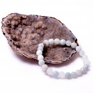 Akuamarin Taşı Bileklik ( 8 mm ) - Faset Kesim - - 2