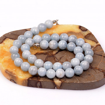 Akuamarin Taşı Dizi Kolye ( 10 mm ) - 2