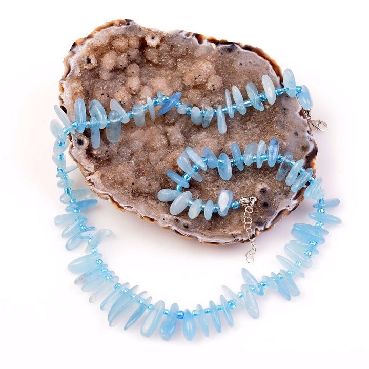 Akuamarin Taşı Gümüş Kolye