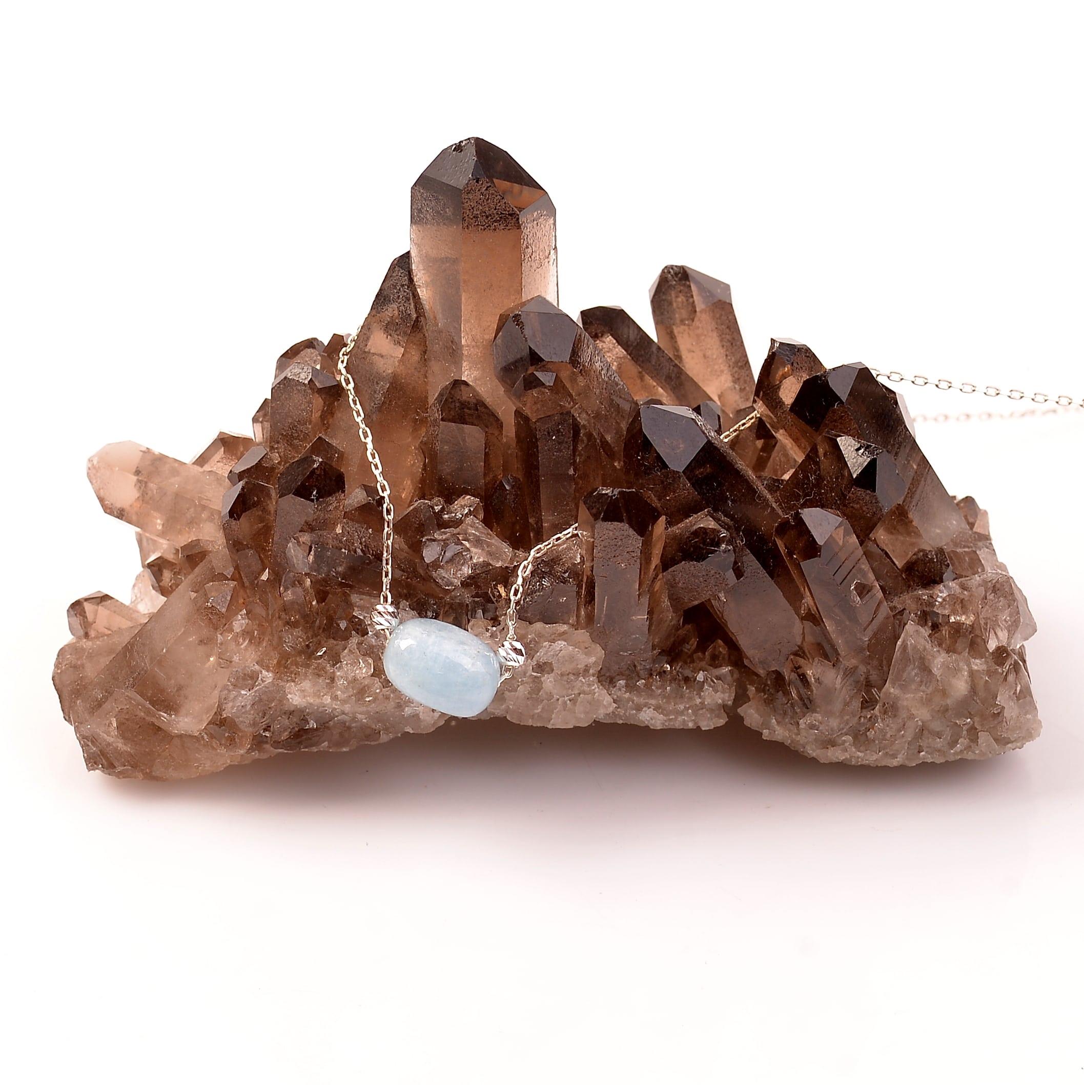 Akuamarin Stone Silver Necklace