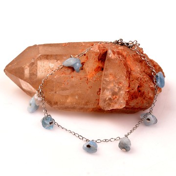 Akuamarin Taşı Halhal - Kararmaz Zincirli - 2