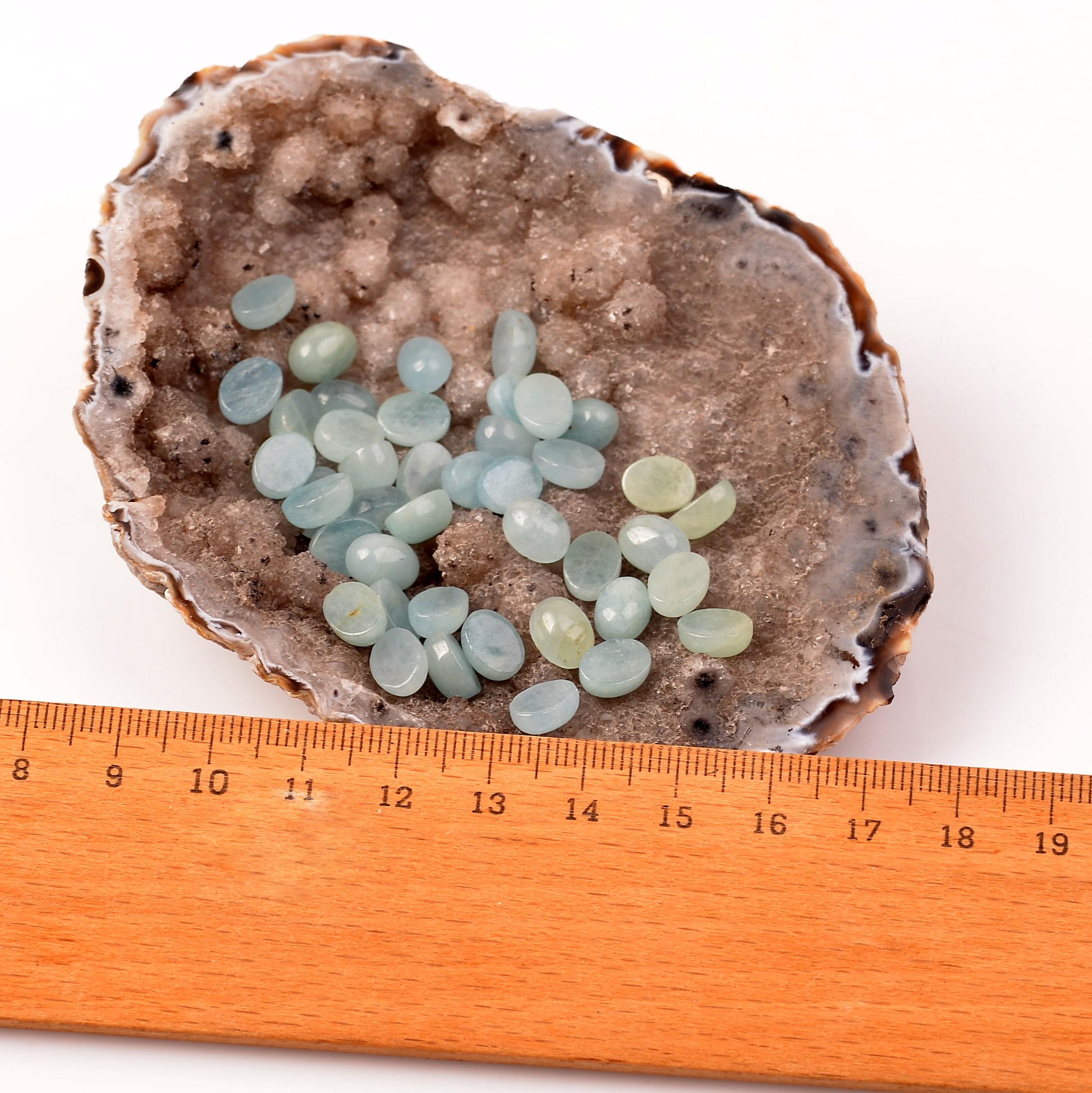 Akuamarin Stone Kabaşon 6*8 mm Ring & Necklace Stone
