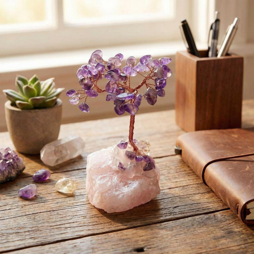 Ametist Taşı Ağaç – Pembe Kuvars Taşlı