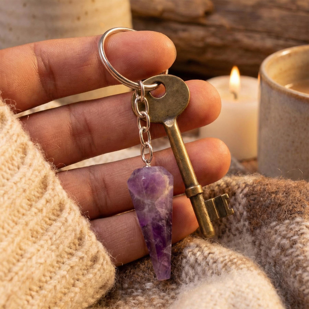 Ametist Taşı Anahtalık - Koni Şeklinde