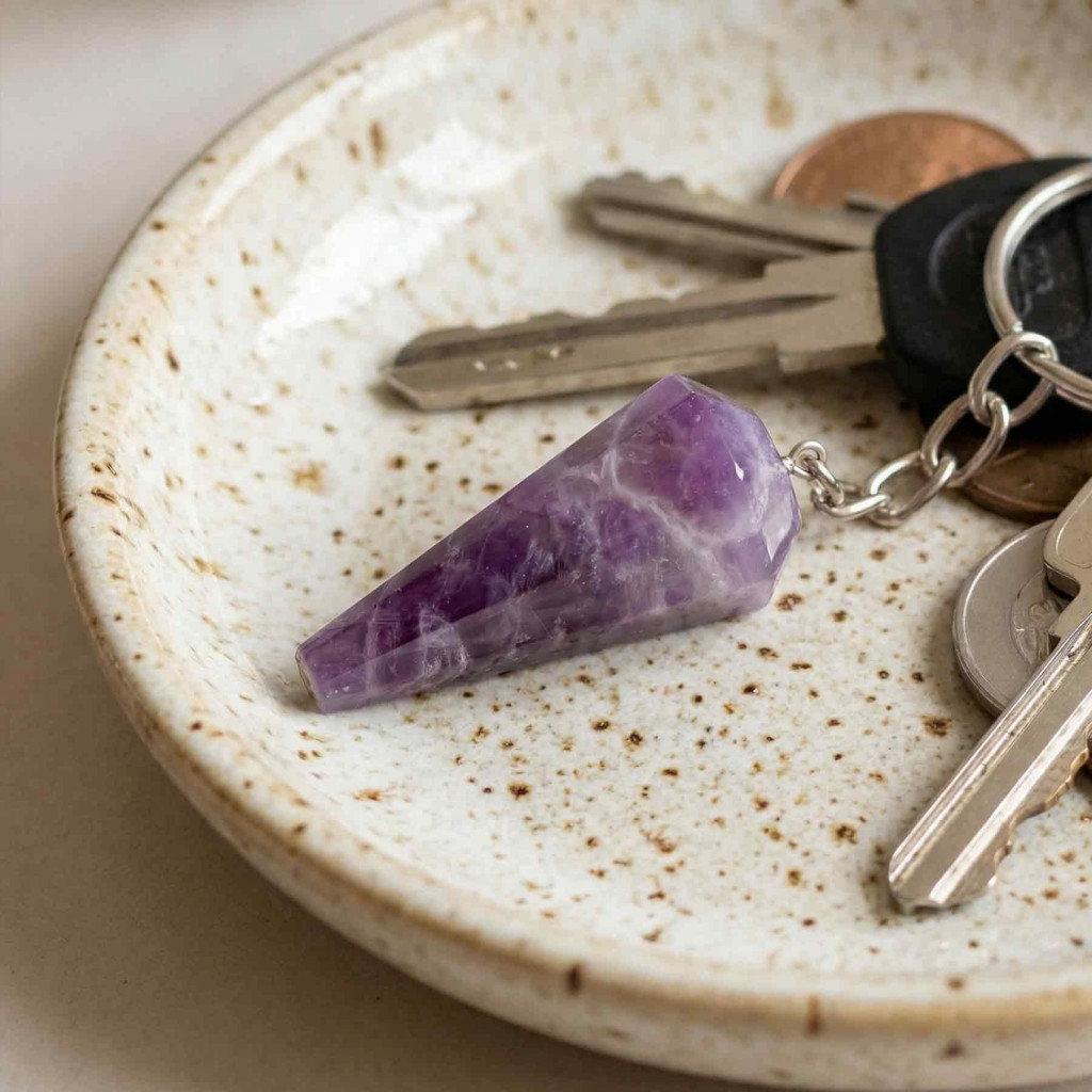 Ametist Taşı Anahtalık - Koni Şeklinde