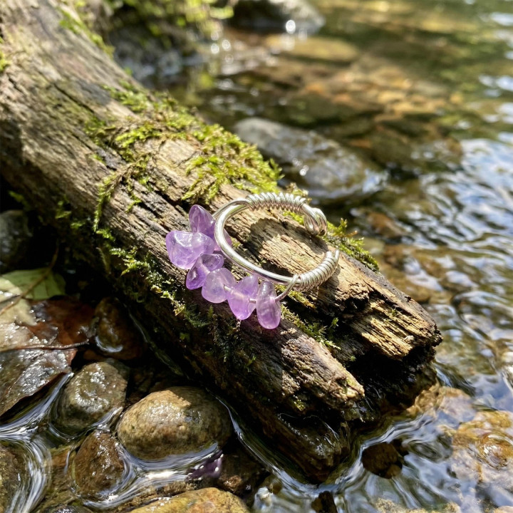 Ametist Taşı Ayarlamalı Yüzük - Kırık Taş Ametist