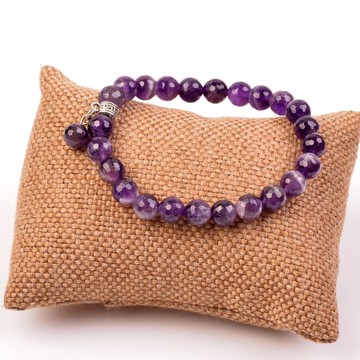 Ametist Taşı Bileklik ( 8 mm ) - Faset Kesim - 2