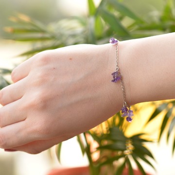 Ametist Taşı Bileklik - Kararmaz Zincirli - 2