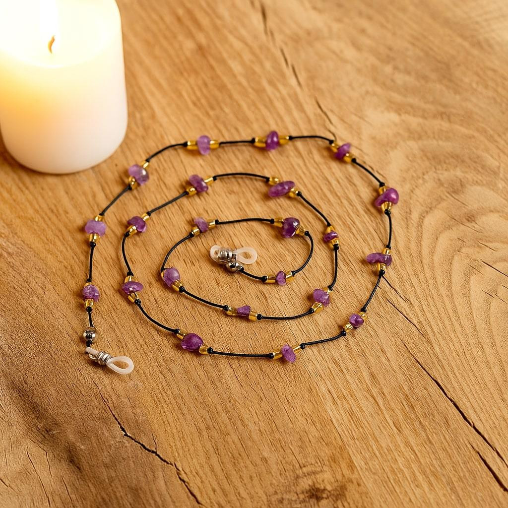 Ametist Taşı Gözlük Askısı  – Doğal Taş Şıklığı Ametist Taşı Gözlük Askısı  – Doğal Taş Şıklığı