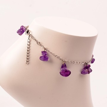 Ametist Taşı Halhal - Kararmaz Zincirli - 2