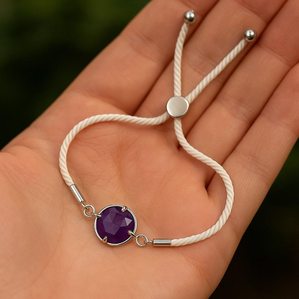 Ametist Taşı İpli Bileklik - Ayarlamalı